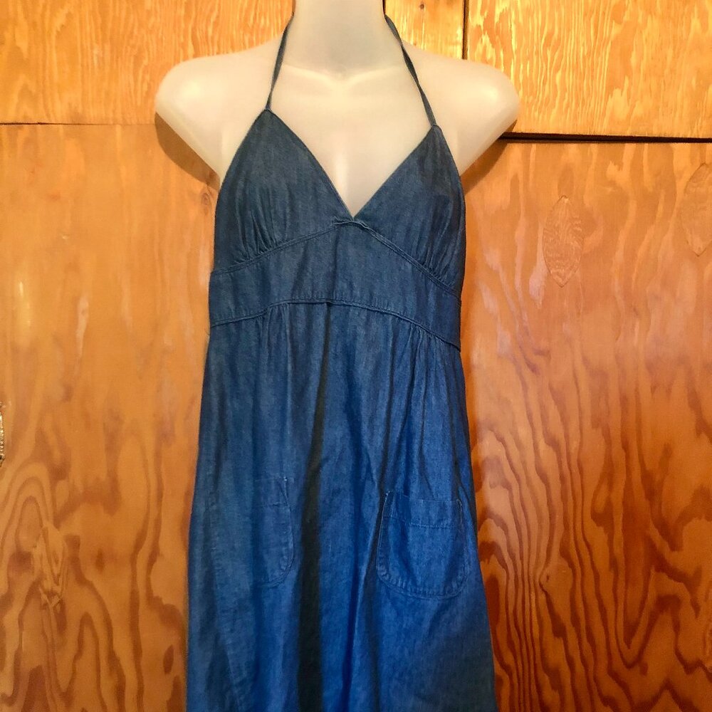 Old Navy Jean Halter Dress, Size Small
